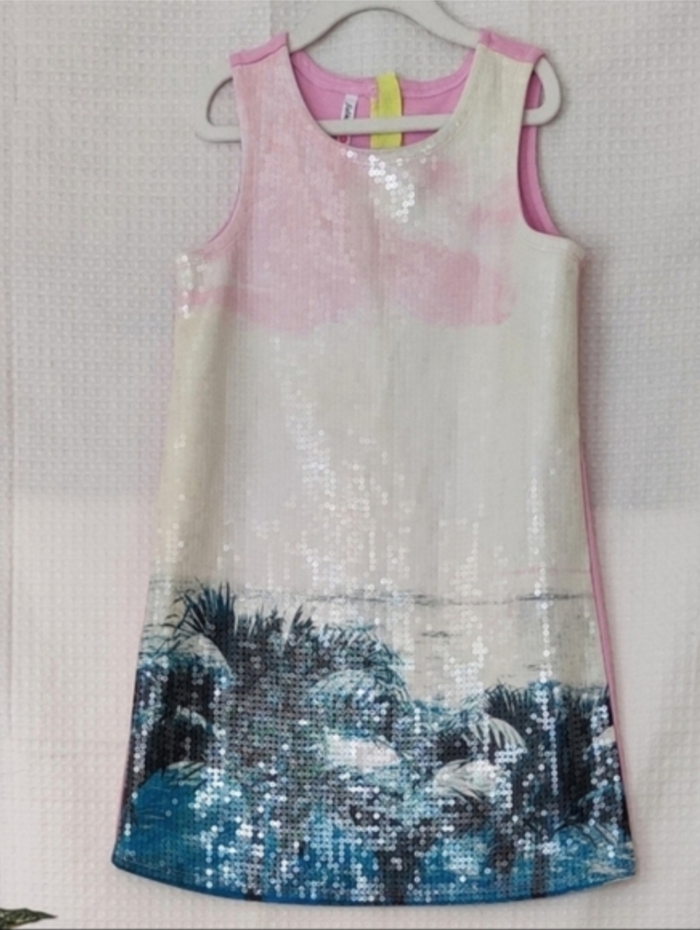 fabkids Sequins Palm Print Sequins Girls Dress Size Large